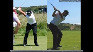 Jon Rahm golf swing  Long Iron faceon amp downtheline July 2017 [upl. by Ybreh]