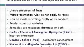 Misrepresentation Lecture 1 of 4 [upl. by Sadoff]